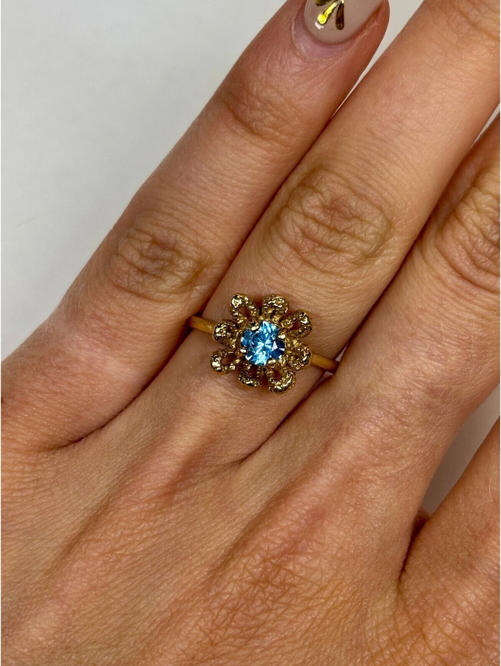 10k Yellow Gold Diamond and Topaz Ring